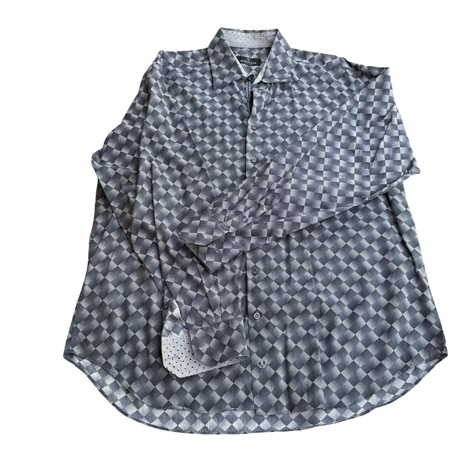 Bugatchi UOMO Men’s Gray Patterned Button-Down Si… - image 1