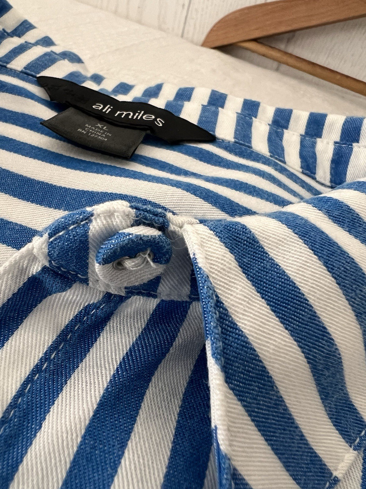 Ali Miles Striped Button Down Blouse Lyocell Lage… - image 21