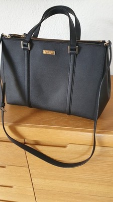 kate spade new york Damen Schultertasche Saffiano Leder Schwarz Reißverschluss