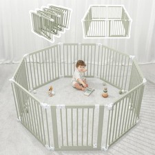 Comfy Cubs Baby Gate Playpen - 57 x 57 x 25 in, Extends Up to 228  - Pine Wood