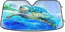 Sea Turtle Car Windshield Sun Shade Watercolor Beach Ocean Animal Foldable UV Ra