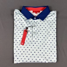 Redvanly Golf Shirt Polo Ryder Print Large Blue Polyester Spandex NWT MSRP $110