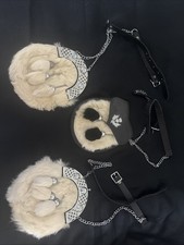 Lot Of 3 Scottish Sporran White Fur with Tassels Cantles  Chains