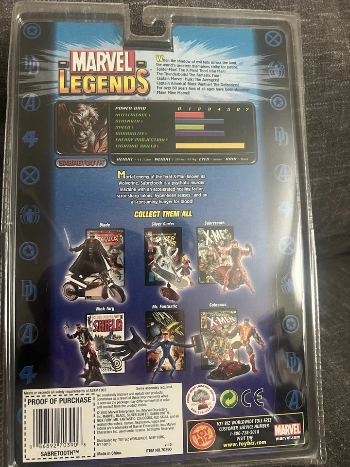 Unopened Vintage Toy Biz Marvel Legends X-men Sabertooth Series 5 - Изображение 2 из 2