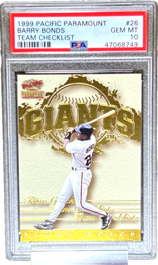1999 BARRY BONDS PACIFIC PARAMOUNT GOLD FOIL CHECKLIST RARE PSA 10 POP 2 view 17