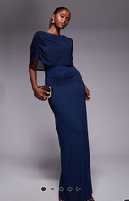 ASOS DESIGN Navy Cape Maxi Dress Size XS