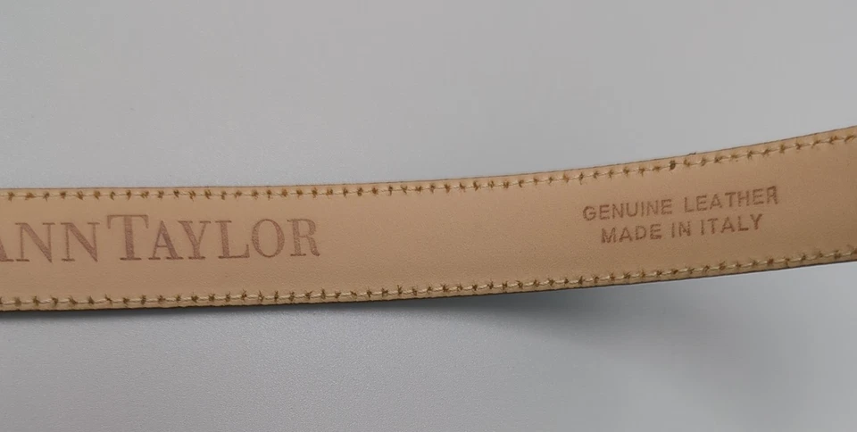 Cinturón de cuero marrón oscuro Ann Taylor de colección con hebilla de cono plateado delgado Italia pequeño Foto 4 de 4