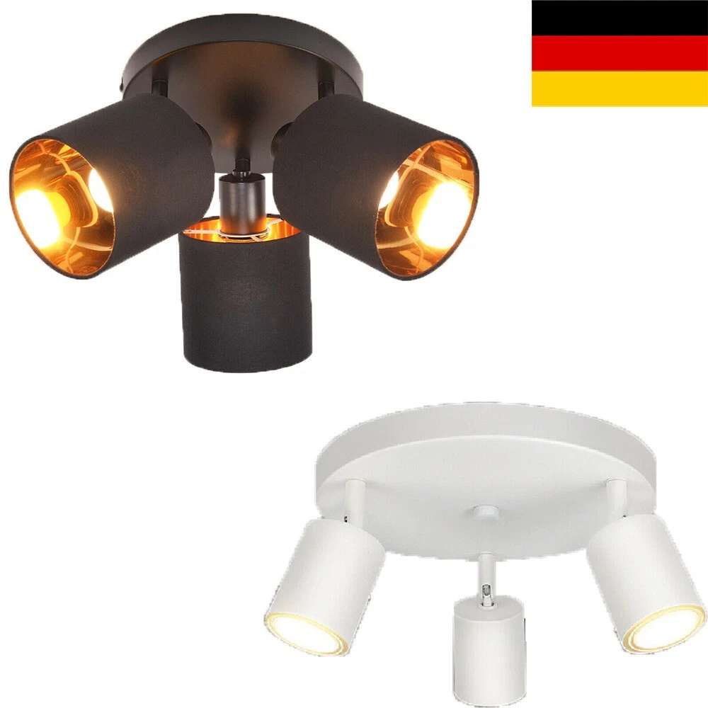 Hofstein Deckenleuchte Drehbar 3-flammig Retro – Wohnzimmer, Flur, Küche – E14 Schwarz/chrom