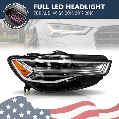 Right Passenger Side Headlight W/LED DRL Full LED For Audi A6 S6 2016 2017 2018