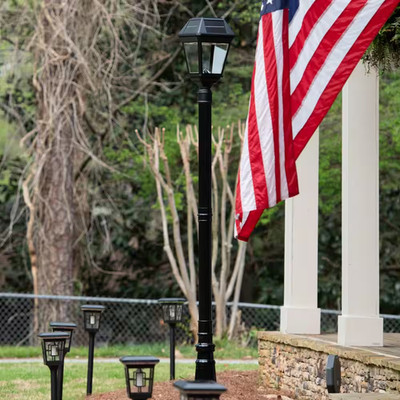 Imperial III Black 1-Light Outdoor Commercial Graded Solar LED Post Light with D