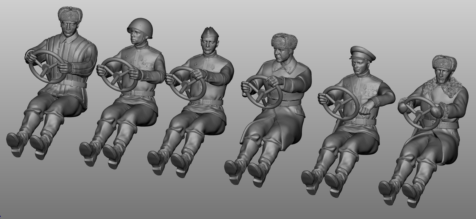 Scale models WW2 Russian Soviet Soldiers drivers x6 - diorama 