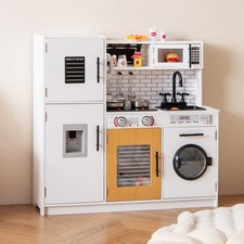 White Play Kitchen Set – with Oven, Washing Machine & Interactive Features