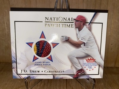 JD DREW J.D. /210 3 COLOR 2002 Fleer Platinum National Patch Time Jersey