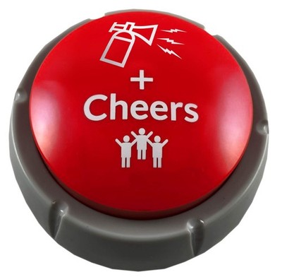 Airhorn Can Sound Button with Applause and Cheers, Funny Easy Button, Red