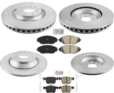 F&R Coated Brake Rotors & Ceramic Brake Pads For 2018-2024 Volkswagen Tiguan