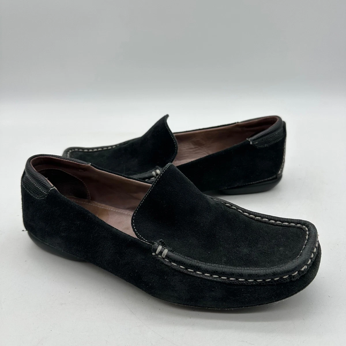 Cole Haan Black Suede Loafers with Cream Sole Cole Haan Cole Haan 8B Black Cream Leather Dress Shoes Penny  main image 3