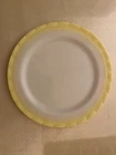 Vintage McBeth Evans 12” Milk Glass Serving Platter Yellow Fringe Depression!