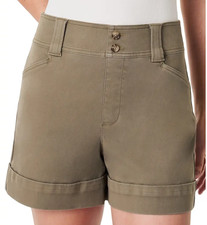 Spanx Women s Stretch Twill 6 Shorts Tuscan Olive Size XL Pull On NWT
