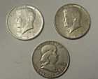 1964 Kennedy & 1950 Franklin Silver Half Dollars — Lot of 3 — 90% Silver