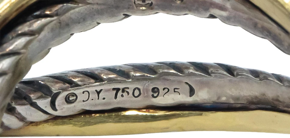 DAVID YURMAN 18k Gold & Sterling Silver Crossover Cable Band Ring Size 7.5 - Image 3 of 4