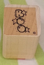 Small Halloween Boo Rubber Stamp Wood