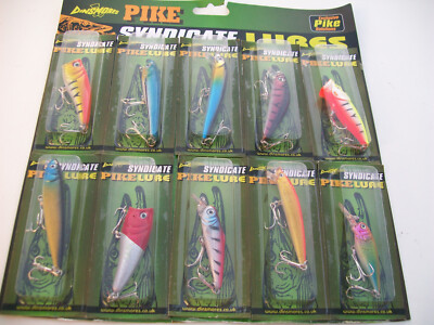 10 Assorted Dinsmores Syndicate Pike Lures. 6cms -8cms For Pike Perch Chub Trout