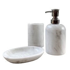 Bathroom Set White Carrara Marble Glass Soap Dispenser Accessories