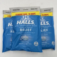 3x Halls ECONOMY PACK Mountain Menthol Cough & Throat Relief  210 Drops 3 BAGS