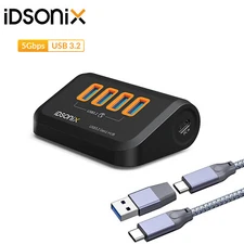 iDsonix 4 Ports USB 3.2 USB Hub USB C to USB A/C 2in1 Cable USB Splitter 5Gbps