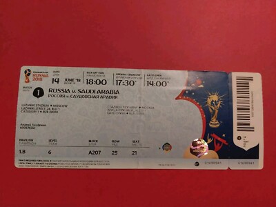 Used Ticket FIFA World Cup 2018 #01 Russia Saudi Arabia Russland Arabien 
