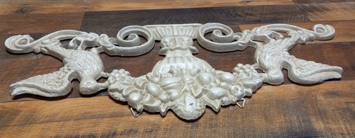 Antique Ornate Cast Iron Pediment Scroll Decoration Shabby Chic Architecture Art - Picture 4 of 11
