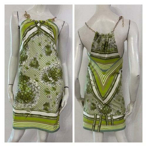 CLASS ROBERTO CAVALLI Vestito abito bianco fantasia floreale verde Tg IT 42 - Imagen 2 de 17