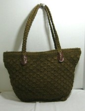 Straw Large Beach Tote Handbag Bag Women's Brown Sewn Braid Liner Zip Closure