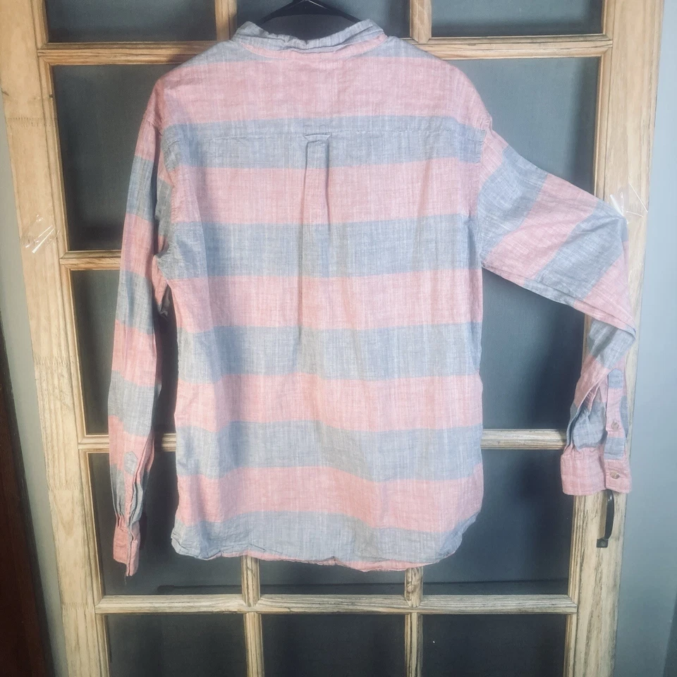 Ocean Current Men's LS Peach Gray Striped 100% Cotton Chambray Shirt Sz XL - Image 2 of 4