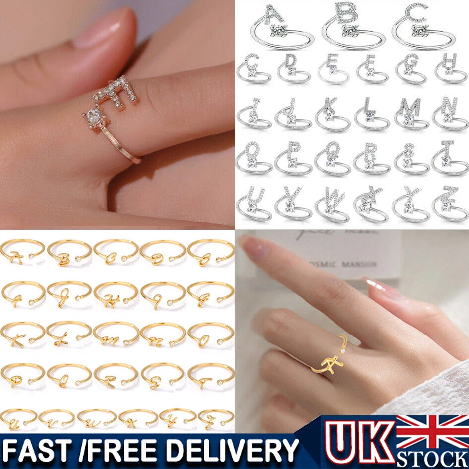 Alphabet rings silver deals