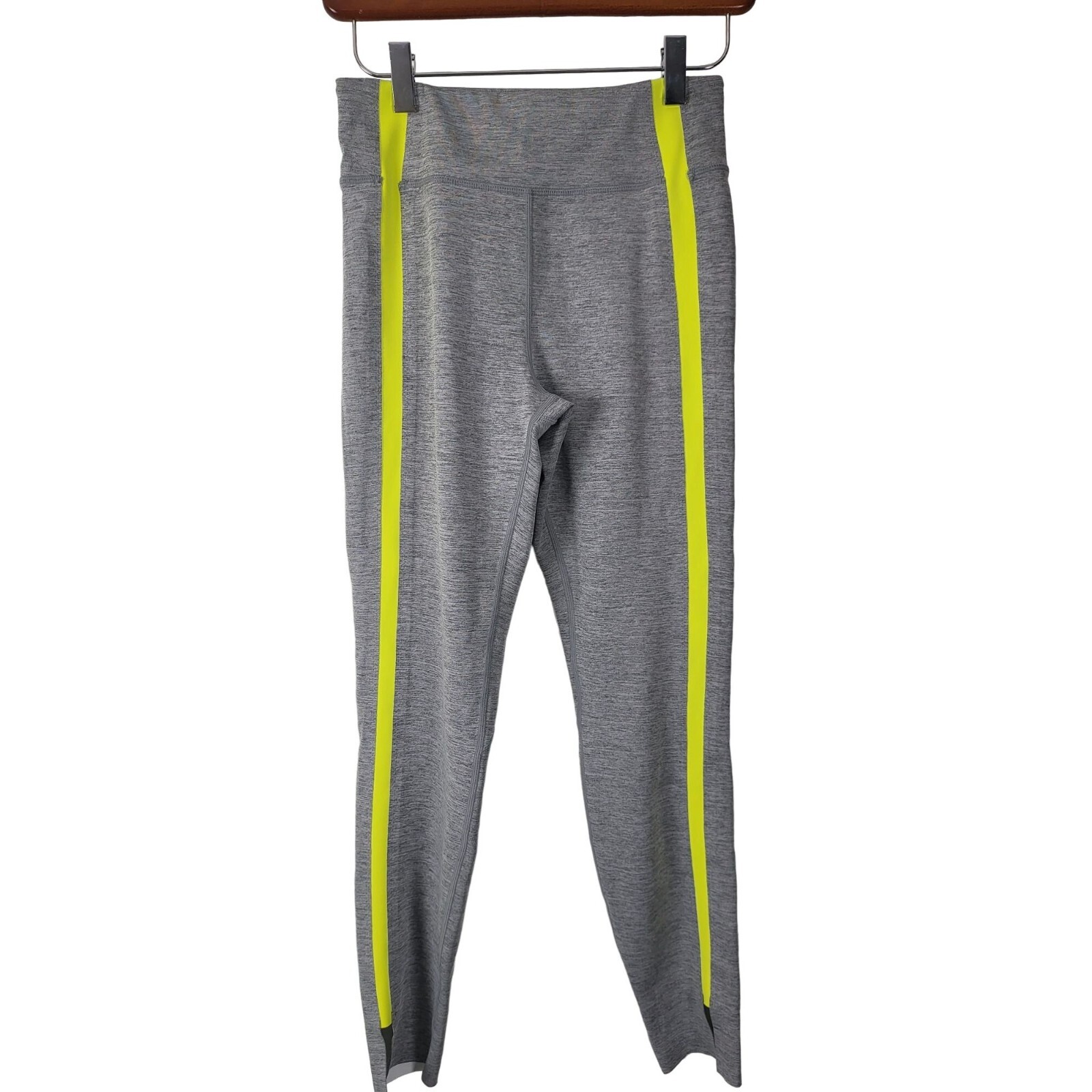 Zyia Leggings 4 Womens Grey Yellow Striped Mid Rise Skinny Athleisure Workout