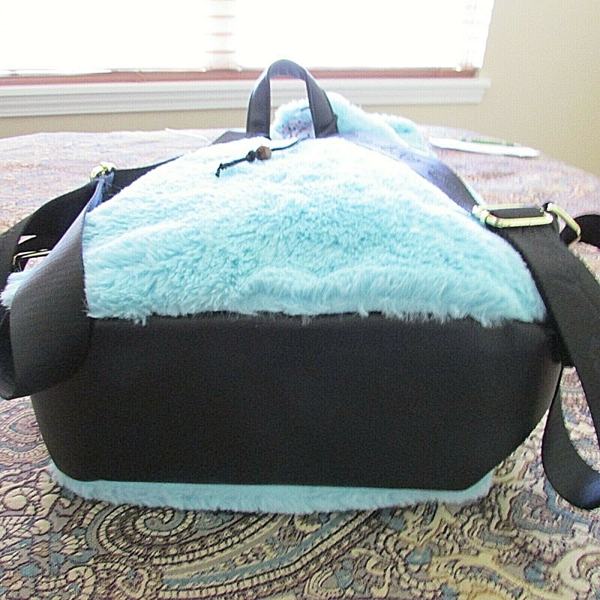 BETSEY JOHNSON furry narwhal hoodie backpack NWT sky blue LBWILLY ? Betsey Johnson Fuzzy Furry Hoodie Backpack carryall SKYBLUE  main image 2