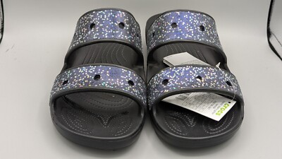 Crocs Men Black Glitter Double-Strap Slide Sandals Crocs Classic Starry Glitter Star Sandals Double Strap  main image 2
