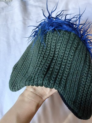 Eisbar| Winter Ski Snow Furry Hat Size 55 Green Beanie Hair Fleece