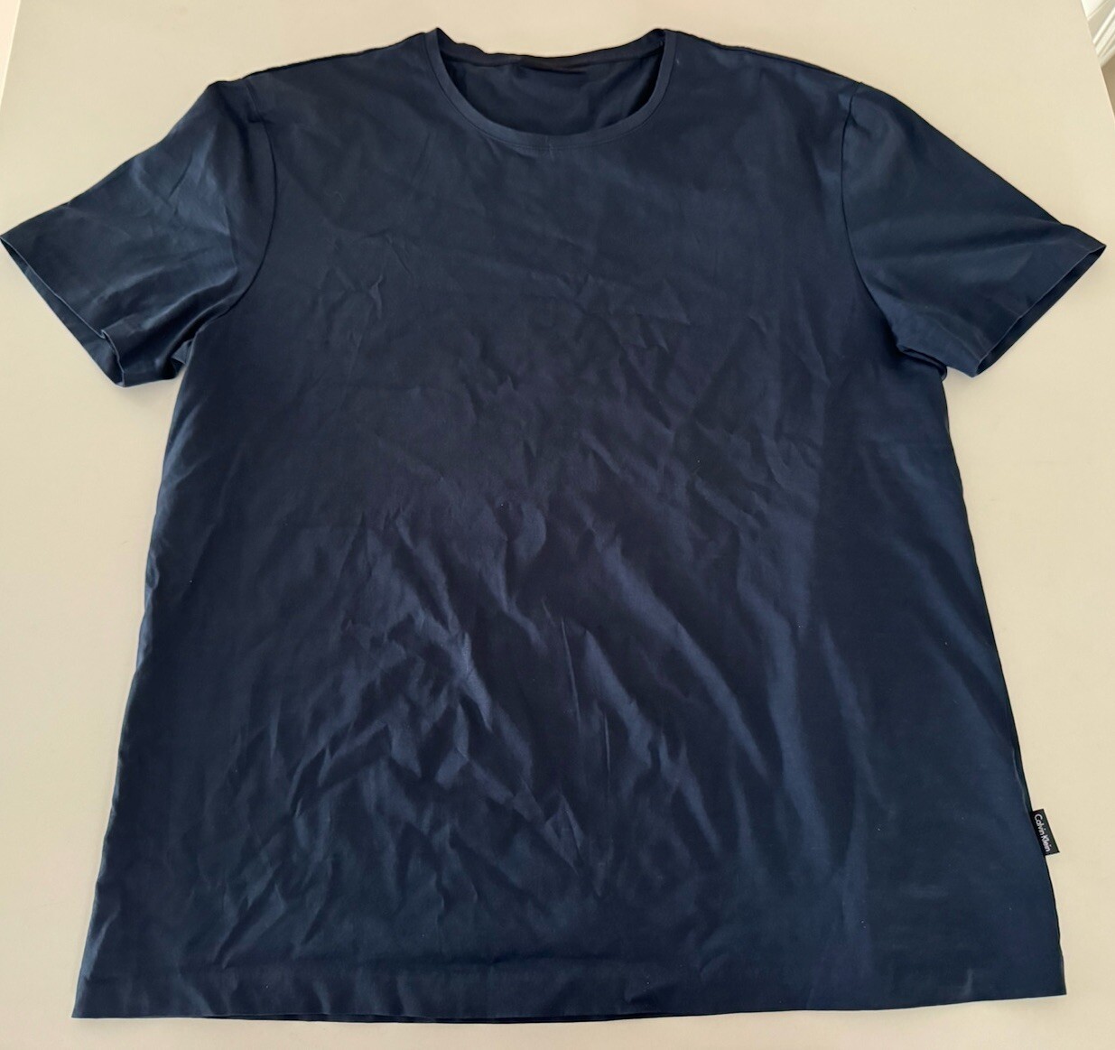 calvin klein men's t-shirt navy blue T-shirt logo quick dry casual 100% cotton L thumbnail 2