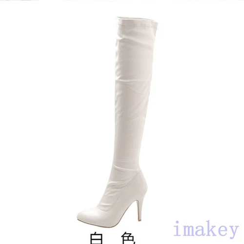 Damen Overknee Stiefel High Heel Spitz zulaufend Reißverschluss Schuhe Sexy Pump - Bild 23 von 29