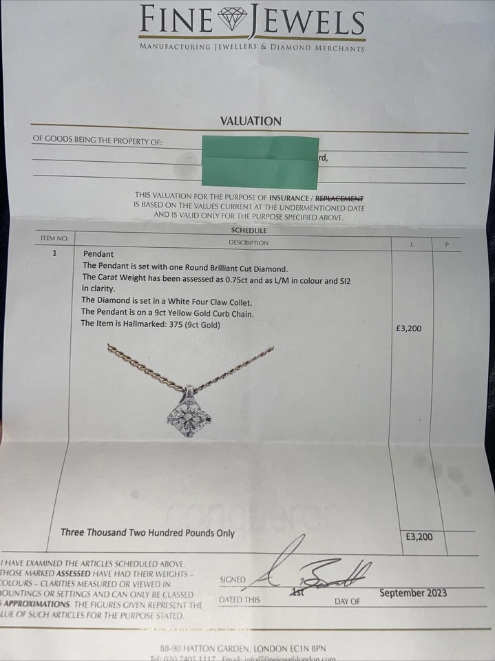 0.75ct Diamond pendant with gold chain. - Image 3 of 4