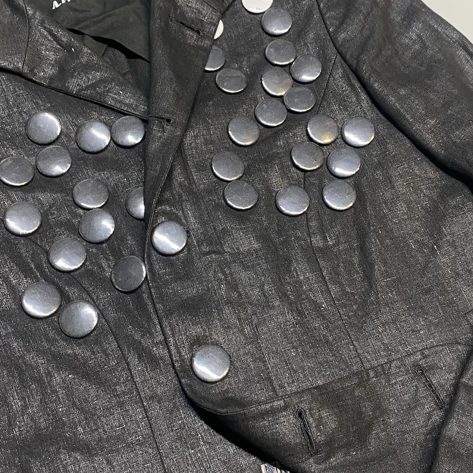 af vandevorst Vintage Wax Linen Avantgarde Steam Punk Blazer Jacket M/38 Archive - Image 4 of 4