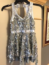 Dance Costume-girls:A Wish Come True Gray Silver Sequin Lace LC Large Child