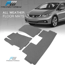 Fits 12-15 Honda Civic 4DR Latex Floor Mats Gray All Weather Carpets Liner 3PC