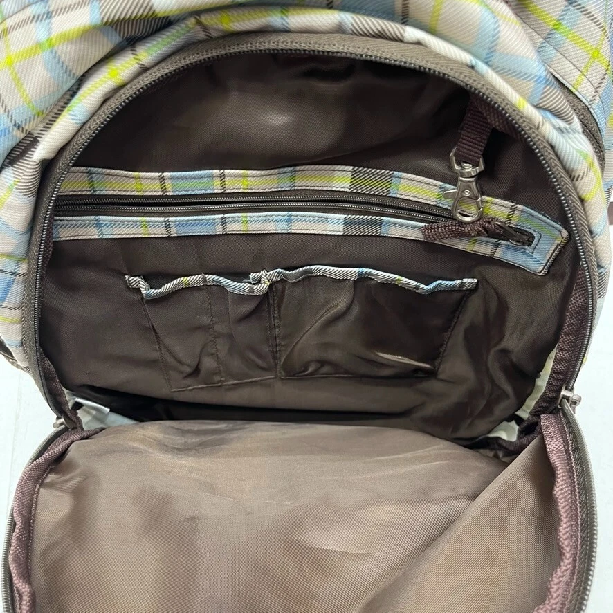 Mochila Thirty-One azul y marrón a cuadros de 18" tamaño completo Foto 3 de 4