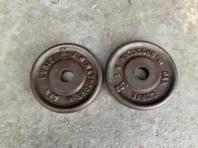 2 Poids Vintage Dan Lurie 5 Lb Brooklyn NY - Trou Standard 1 Pouce, Occasion, Pour Haltère