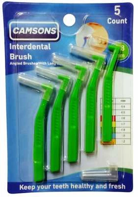 CAMSONS Interdental Brushes 0.8mm | Long Handle Angled Head |Pack of 5 Brushes