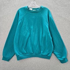 VINTAGE Tultex Men Sweatshirt XL Blue 90s USA Blank Long Sleeve Fleece Pullover