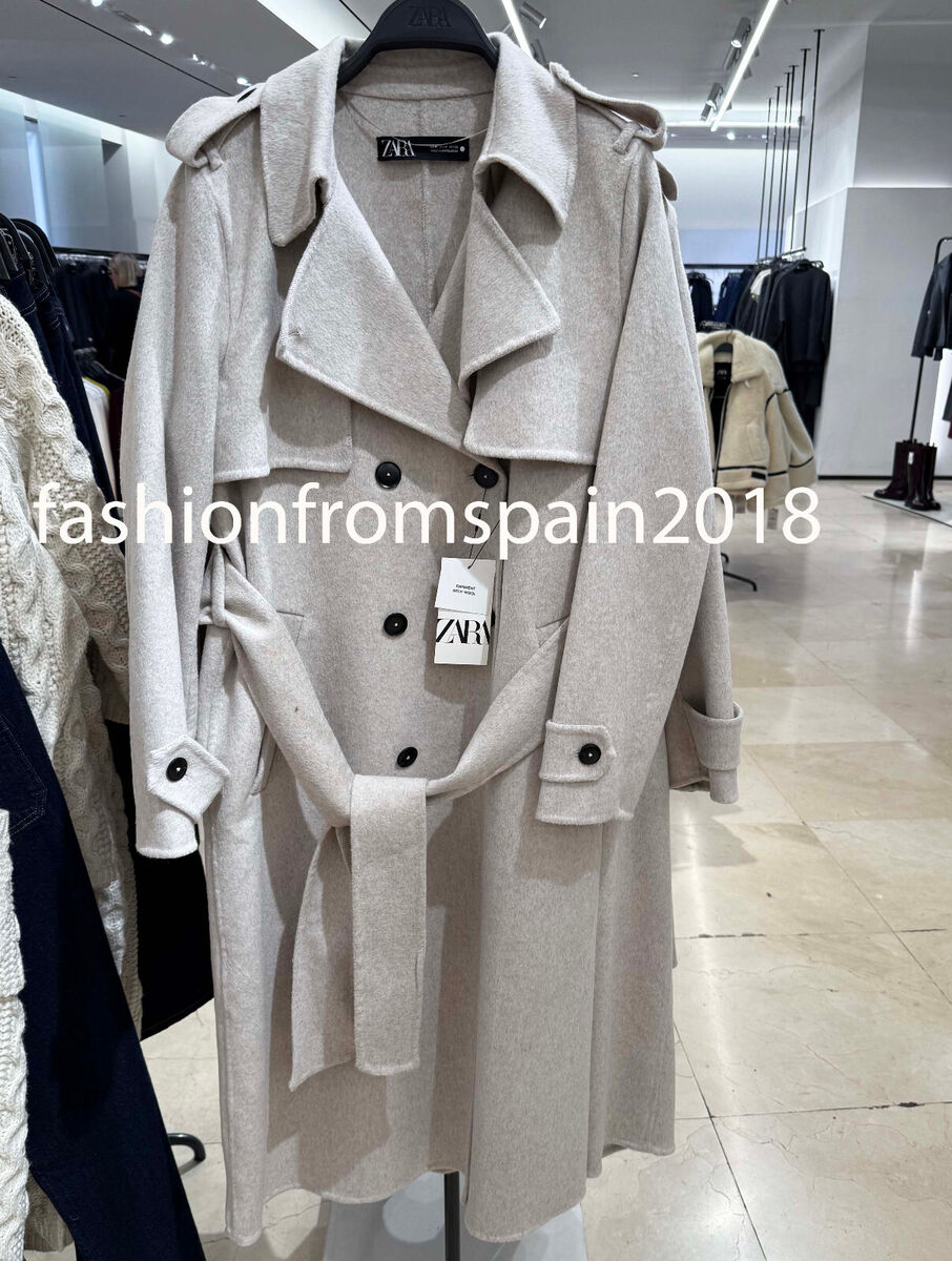 ZARA NEW WOMAN ZW COLLECTION WOOL BLEND COAT WITH BELT BEIGE ZARA NEW WOMAN ZW COLLECTION WOOL BLEND COAT WITH BELT BEIGE